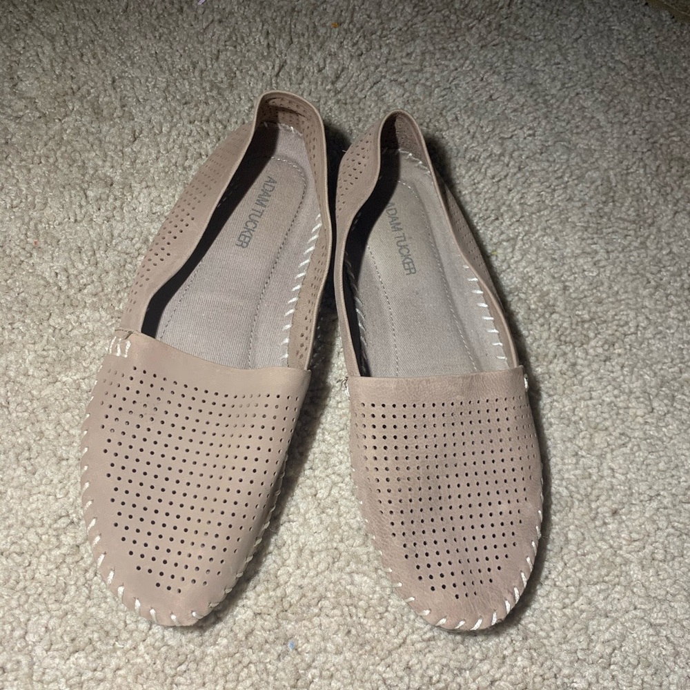 Adam Tucker leather perforated loafers tan